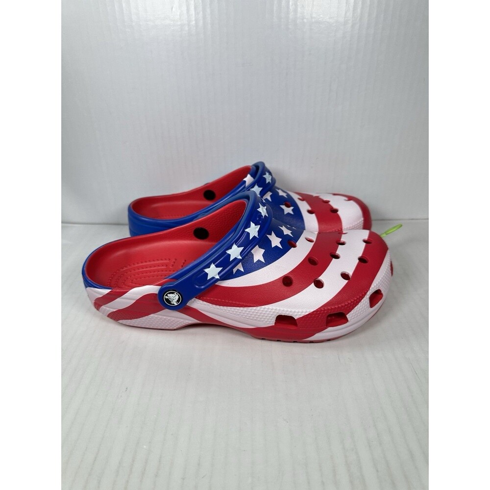 Size 9 Crocs Classic American Flag Clogs Shoes Team USA Patriotic Men’s NEW